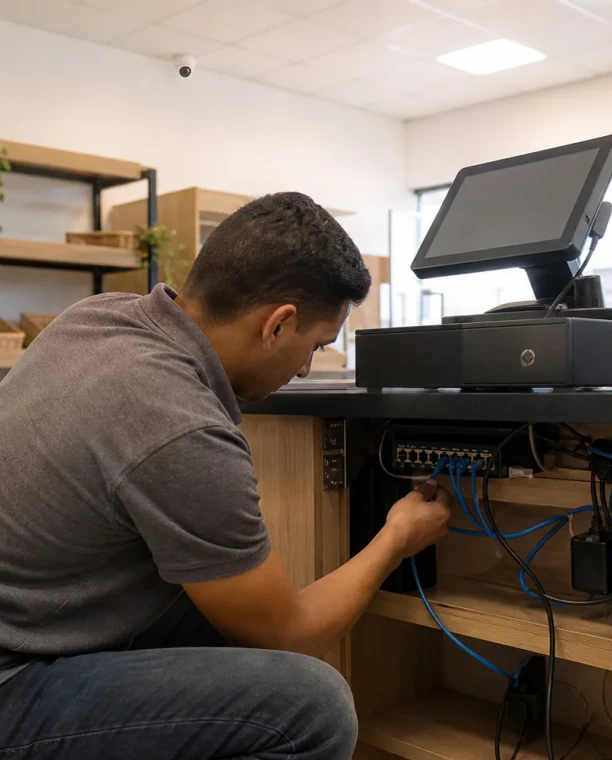Caméra de surveillance couvrant la zone de caisse d'un commerce à Laâyoune