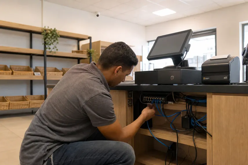 Caméra de surveillance couvrant la zone de caisse d'un commerce à Laâyoune