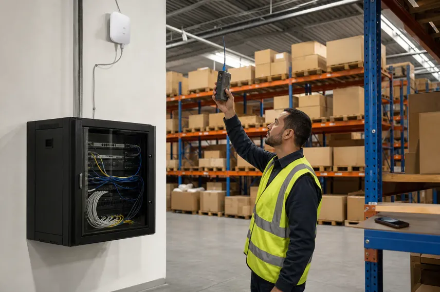 Couverture Wi-Fi des zones de stockage d'un entrepôt à Laâyoune