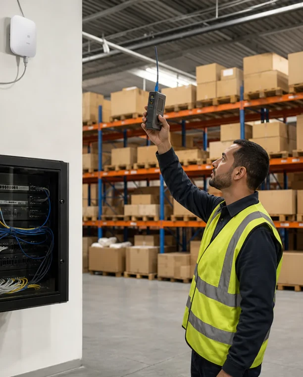 Couverture Wi-Fi des zones de stockage d'un entrepôt à Laâyoune