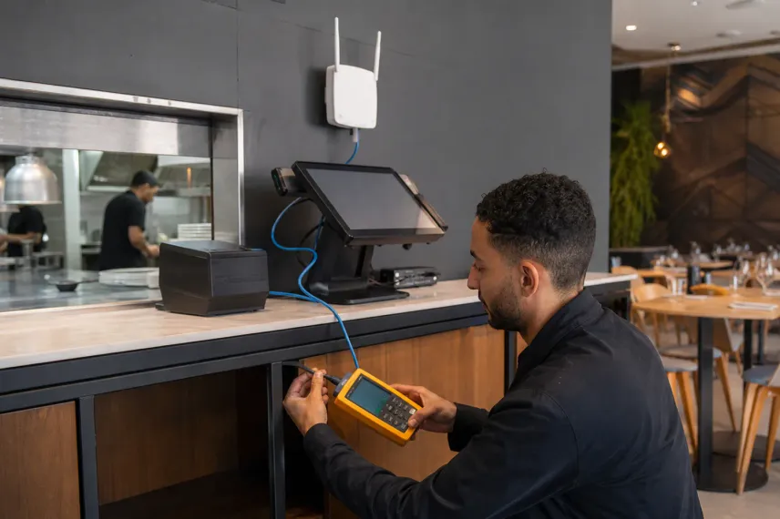 Poste de caisse et réseau d'un restaurant à Laâyoune