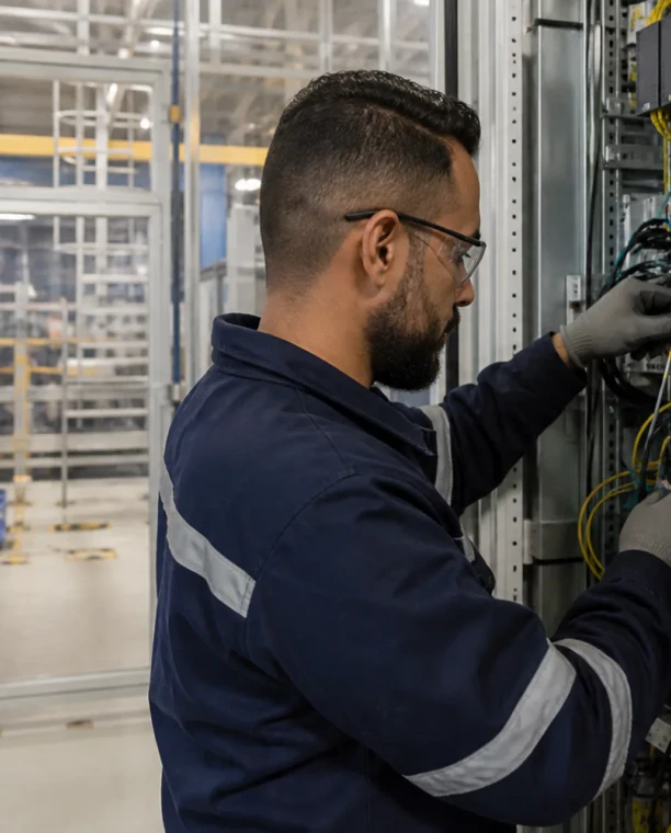 Armoire réseau et lien fibre dans un environnement industriel de la région de Laâyoune