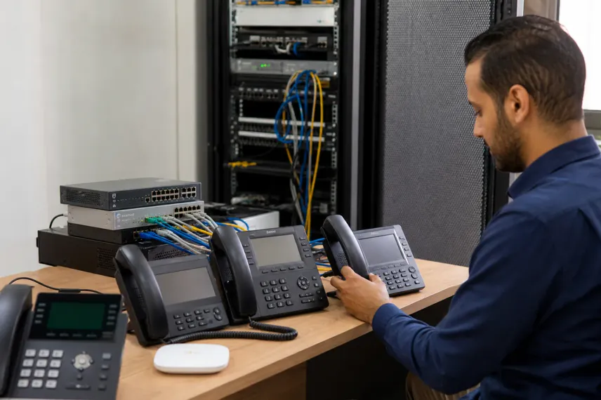 Postes téléphoniques IP raccordés au réseau d'une entreprise de Laâyoune