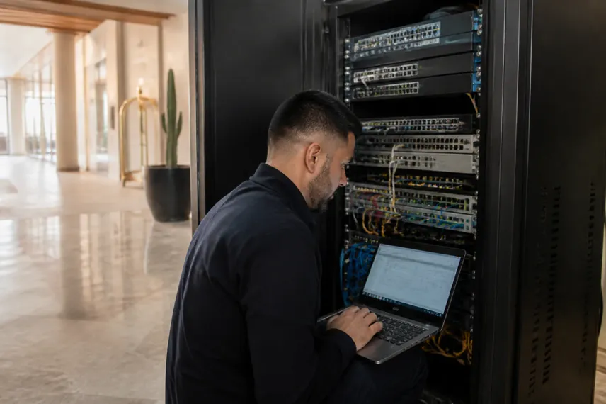 Point d'accès Wi-Fi installé dans les espaces techniques d'un hôtel à Laâyoune